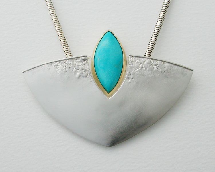 Very large necklace in silver with Turquoise stone for Pauline.